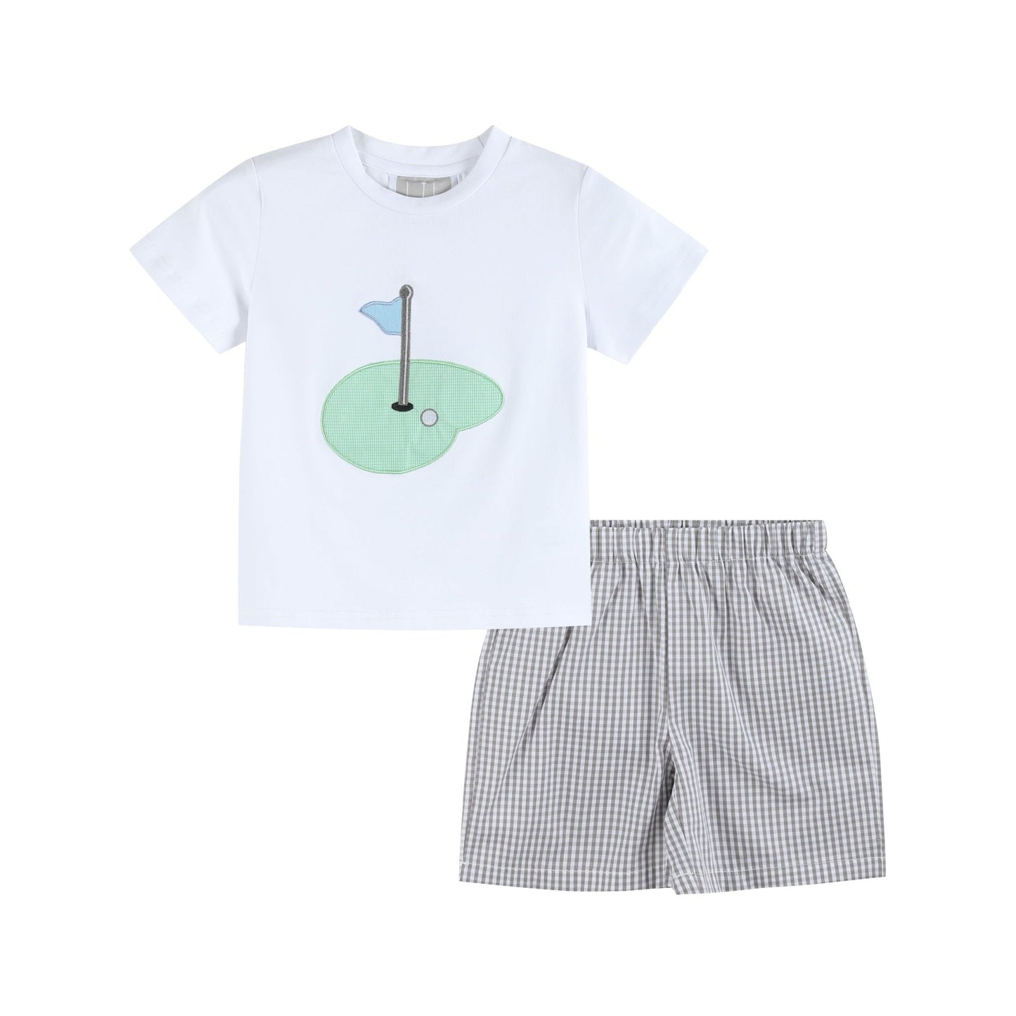 Gray Gingham Golf Tee and Shorts 2 pc Set - Abbies Place