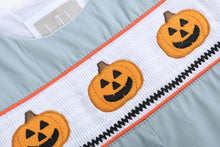 Load image into Gallery viewer, Gray Halloween Smocked Overalls
