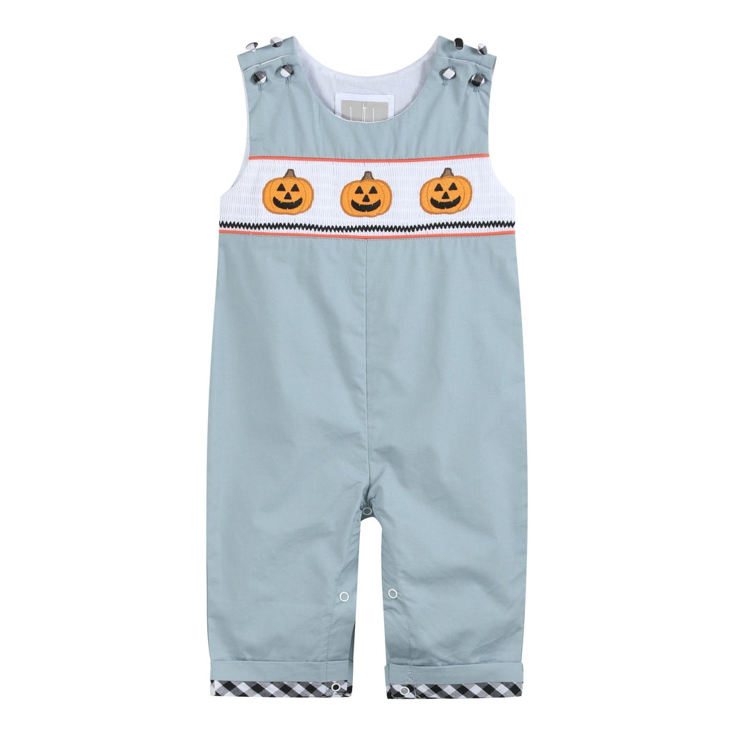 Gray Halloween Smocked Overalls