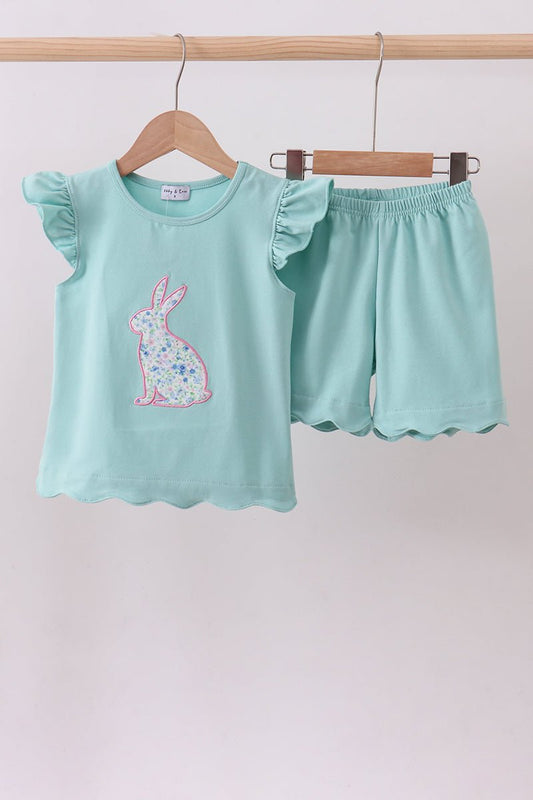Green bunny applique shorts set - Abbies Place