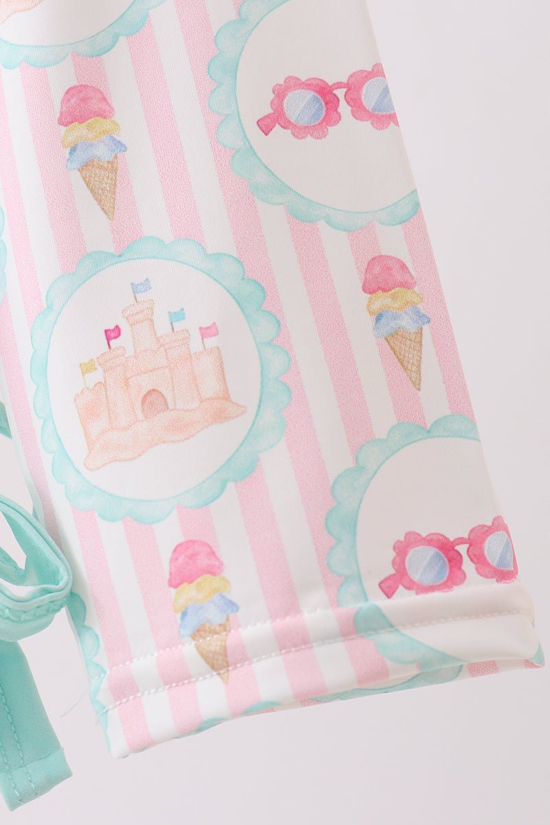 Green castle cream ruffle rashguard - Abbies Place