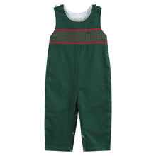 Load image into Gallery viewer, Green Christmas Smocked Overalls
