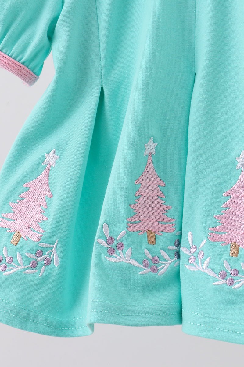 Green christmas tree embroidery bloomer set - Abbies Place
