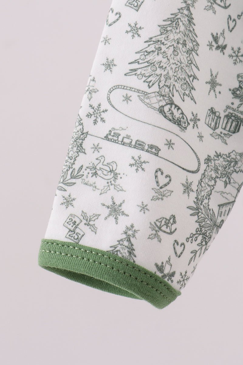 Green christmas tree print gown - Abbies Place