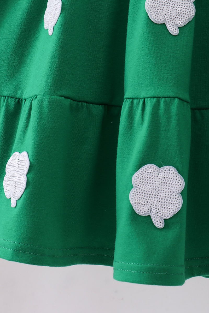 Green clover sequin ruffle tiered dress - Abbies Place
