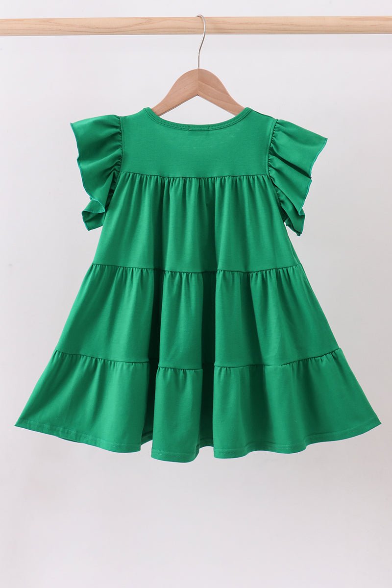 Green clover sequin ruffle tiered dress - Abbies Place