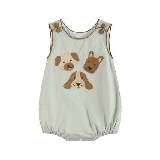 Green Dog Applique Bubble Romper - Abbies Place