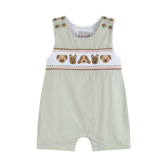 Green Dog Smocked Shortalls - Abbies Place
