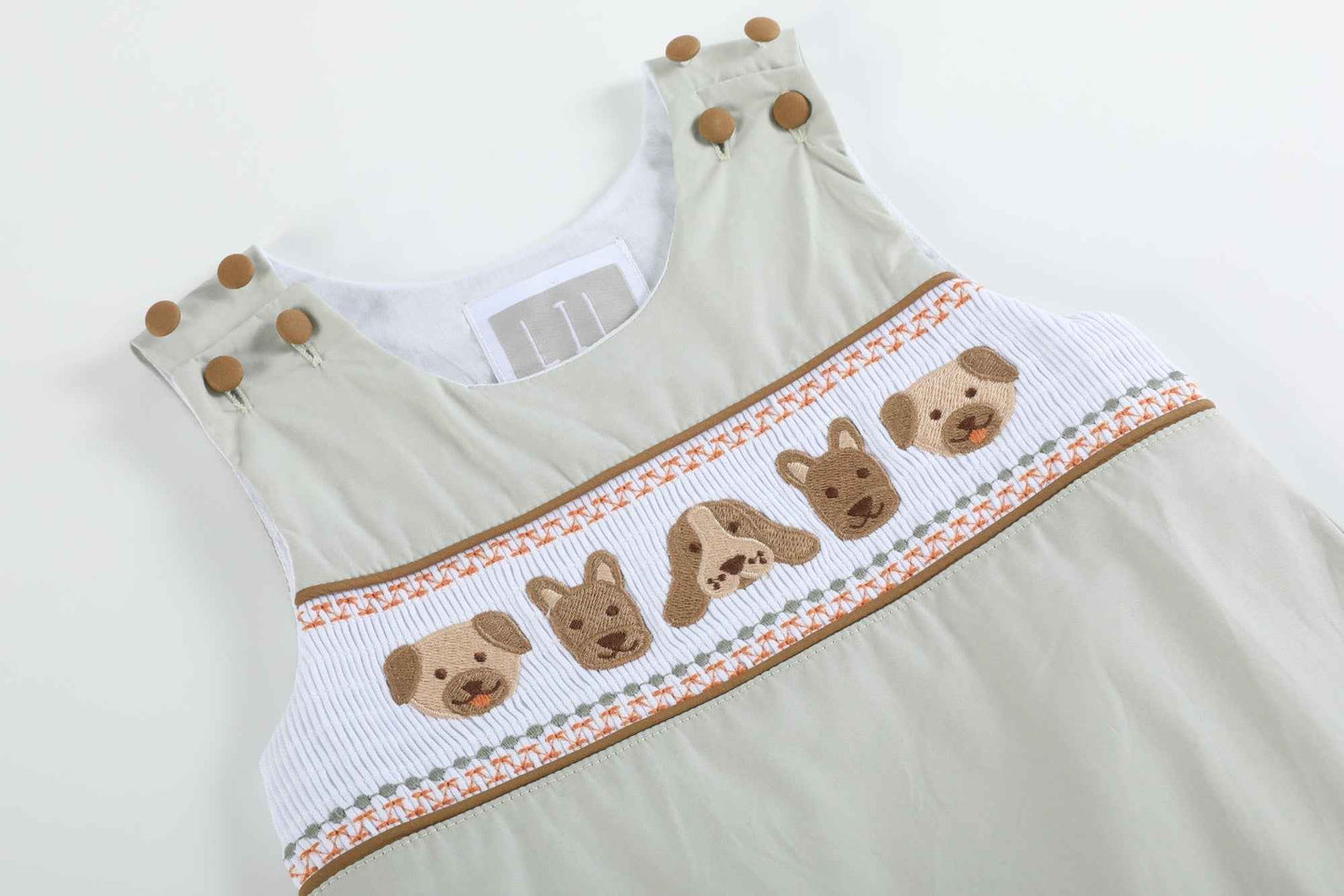 Green Dog Smocked Shortalls - Abbies Place