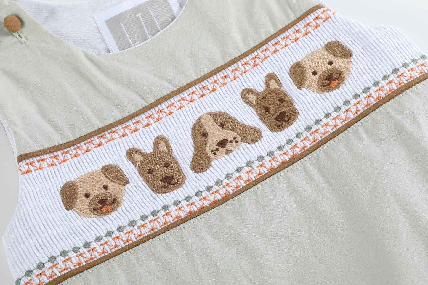 Green Dog Smocked Shortalls - Abbies Place