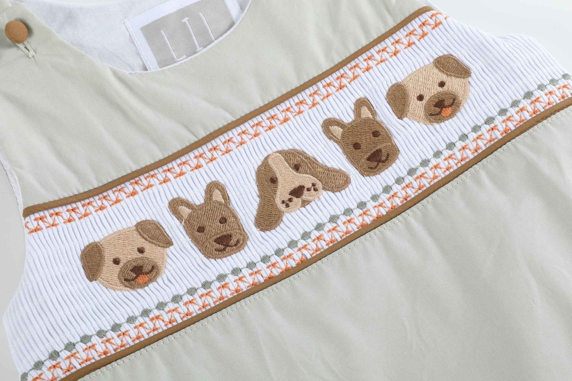 Green Dog Smocked Shortalls - Abbies Place