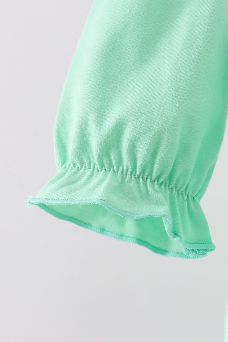 Green embroidery ruffle bubble - Abbies Place