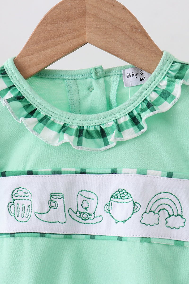 Green embroidery ruffle bubble - Abbies Place