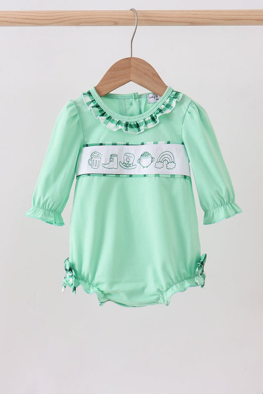 Green embroidery ruffle bubble - Abbies Place