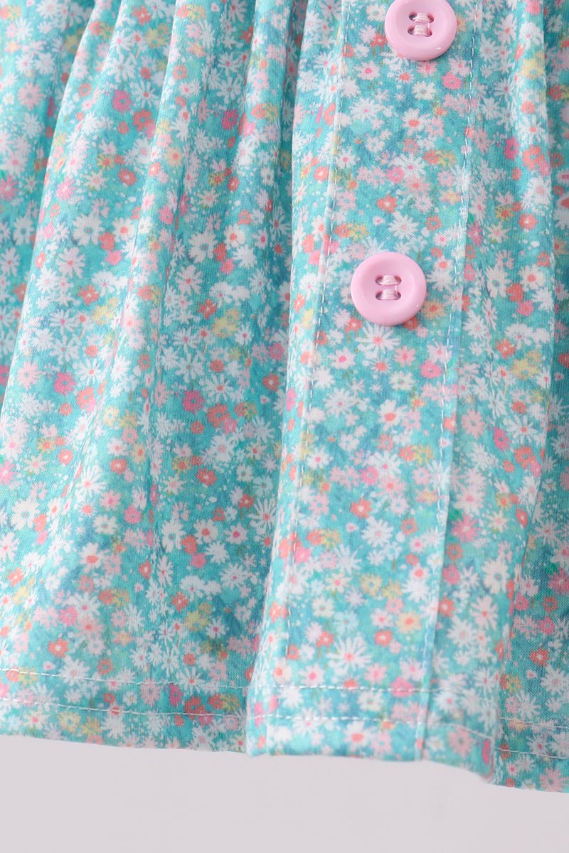 Green Floral Smocked Bloomer Set - Abbies Place