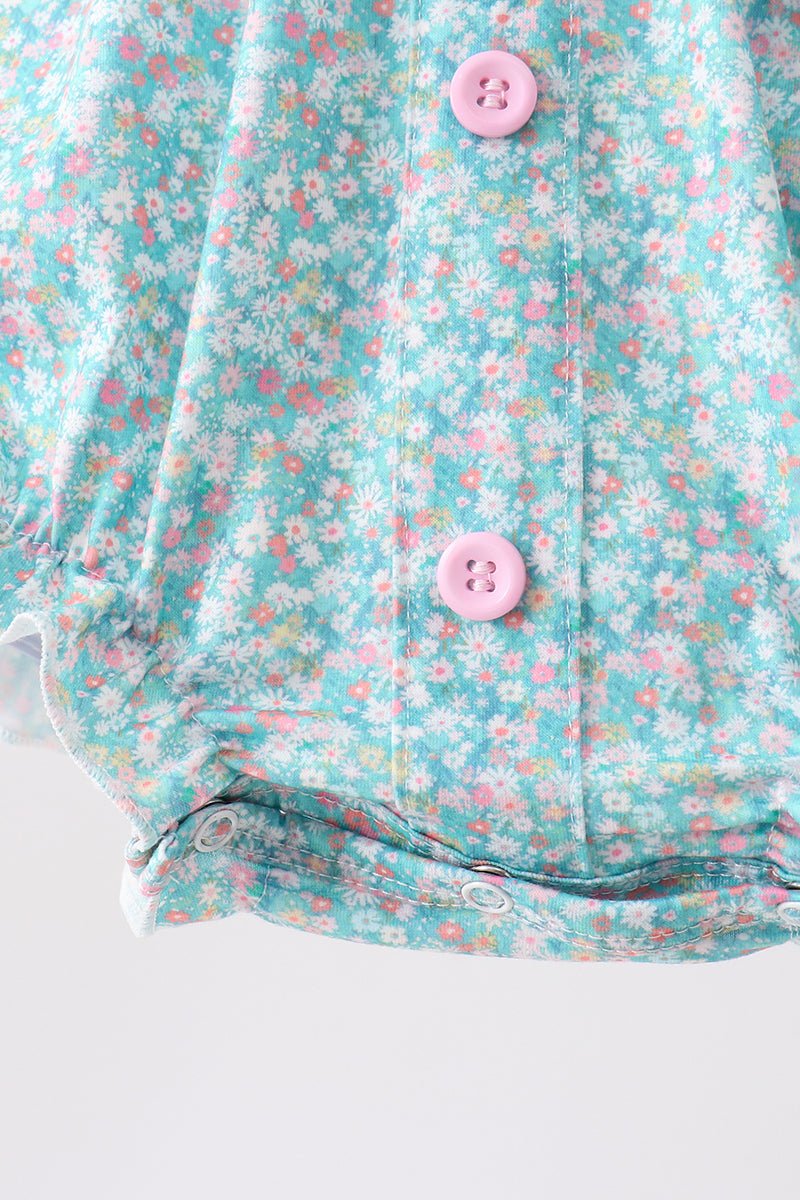 Green Floral Smocked Bubble - Abbies Place