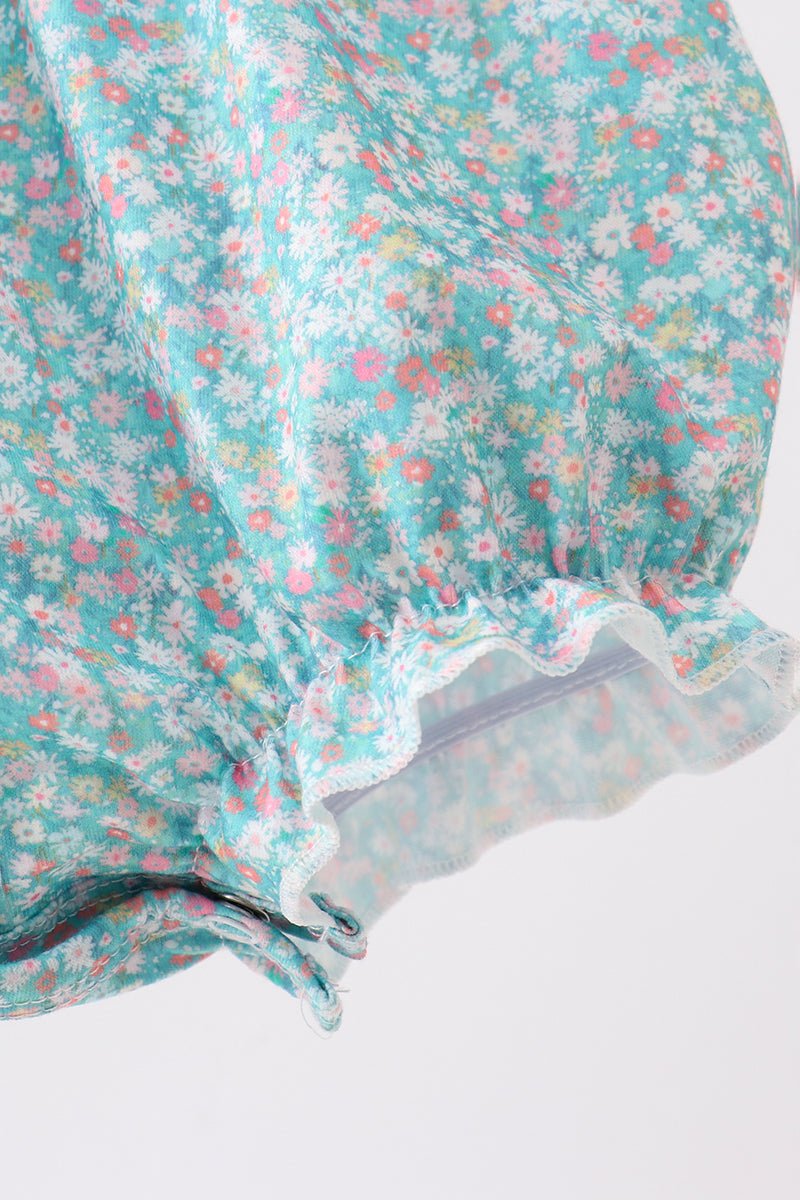Green Floral Smocked Bubble - Abbies Place