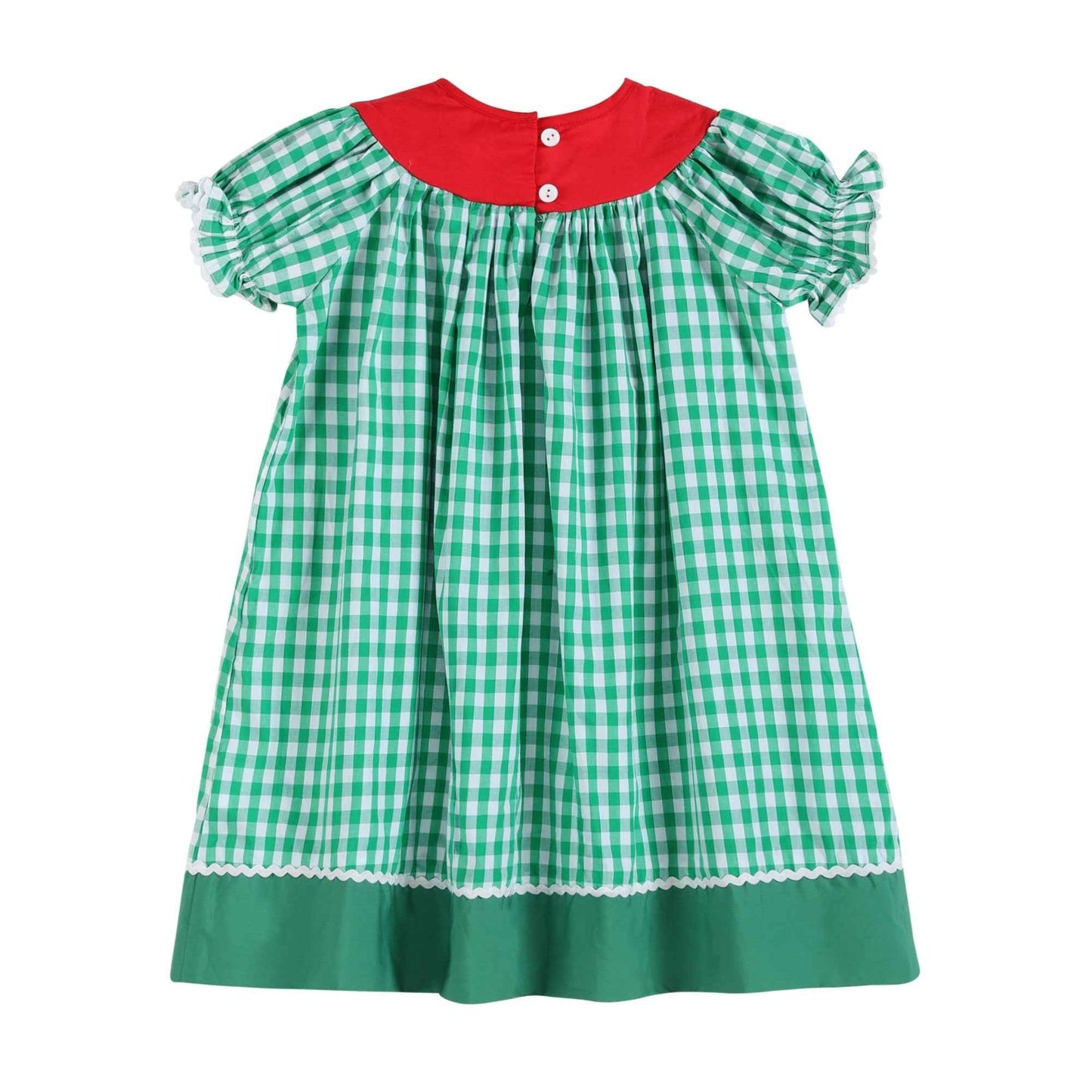 Green Gingham Watermelon Collar Bishop Dress - Abbies Place