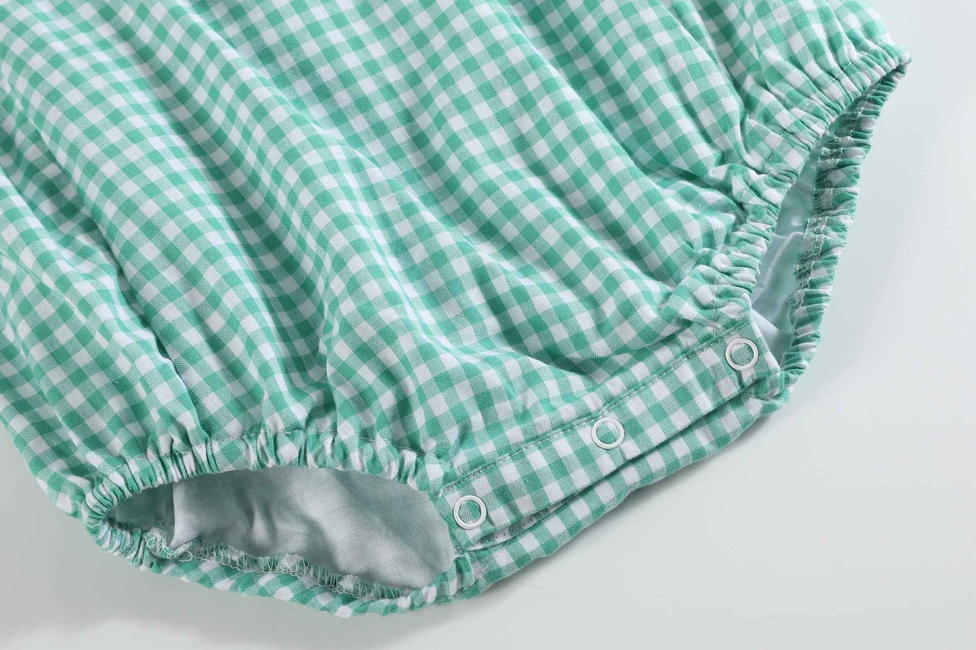 Green Gingham Watermelon Ruffle Romper - Abbies Place