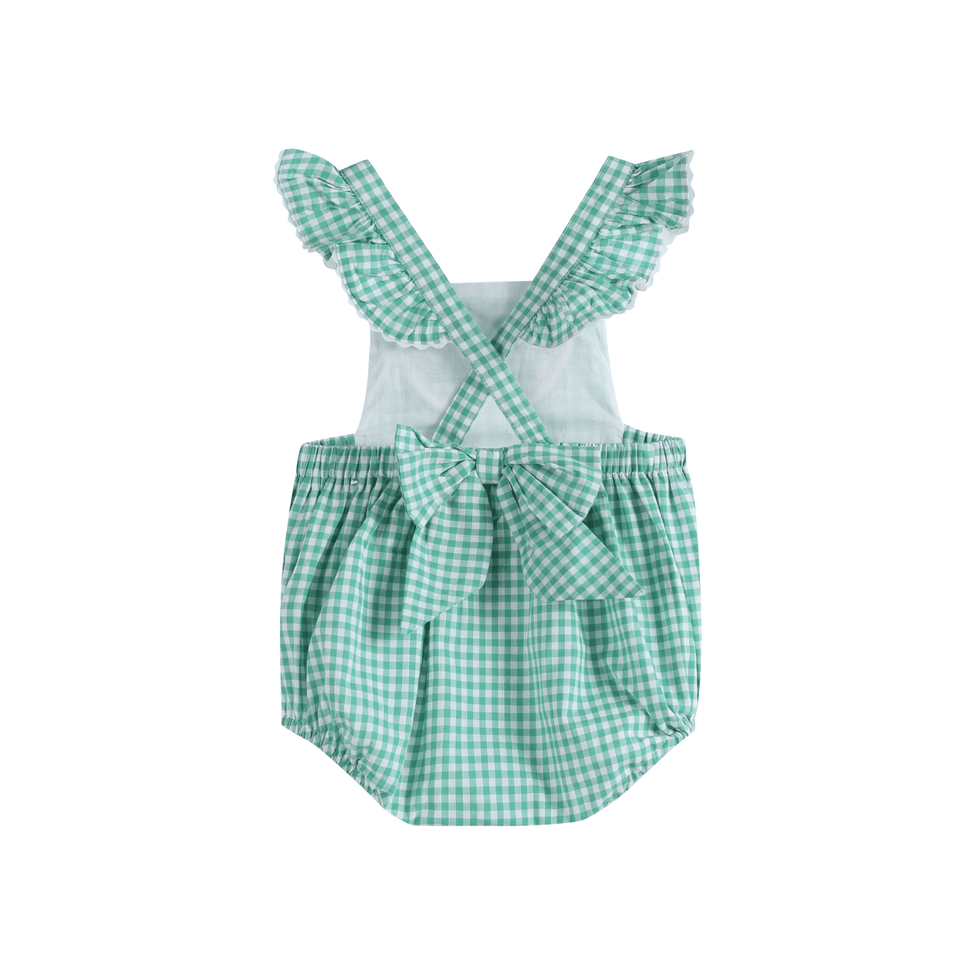 Green Gingham Watermelon Ruffle Romper - Abbies Place