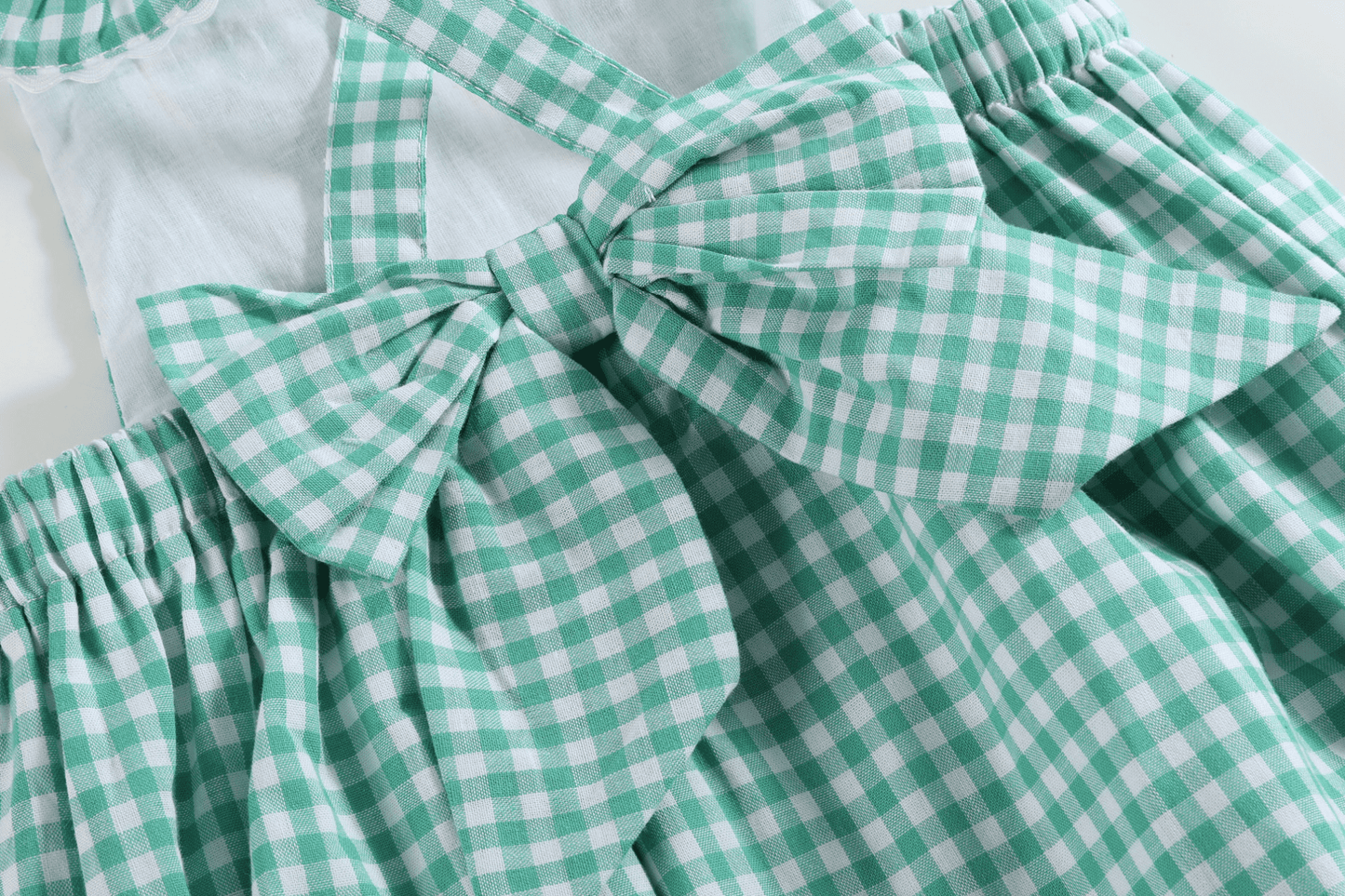 Green Gingham Watermelon Ruffle Romper - Abbies Place