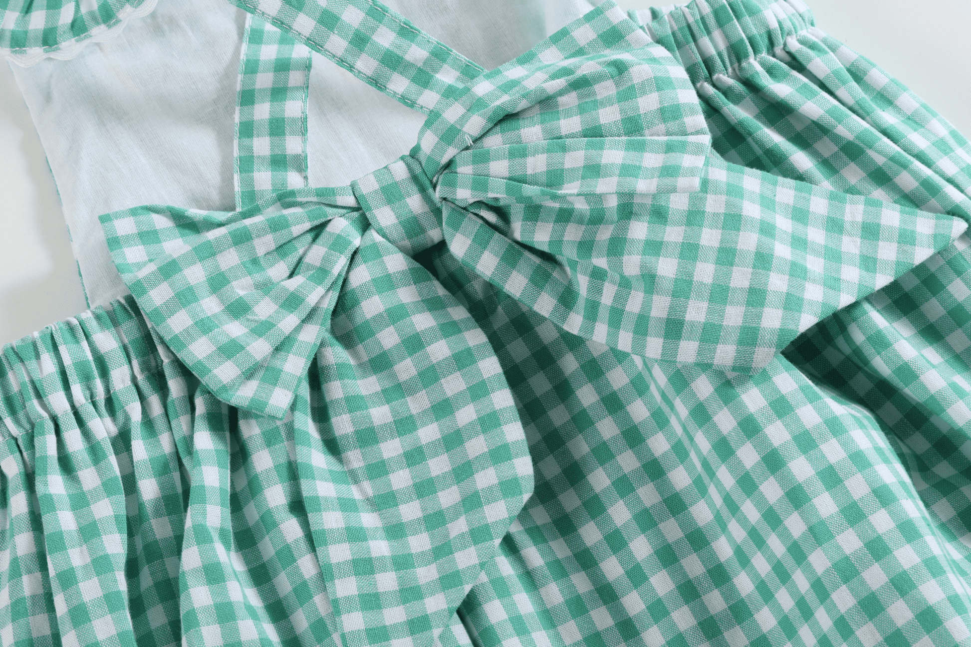 Green Gingham Watermelon Ruffle Romper - Abbies Place
