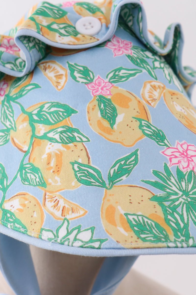 Green lemon print bow bonnet - Abbies Place