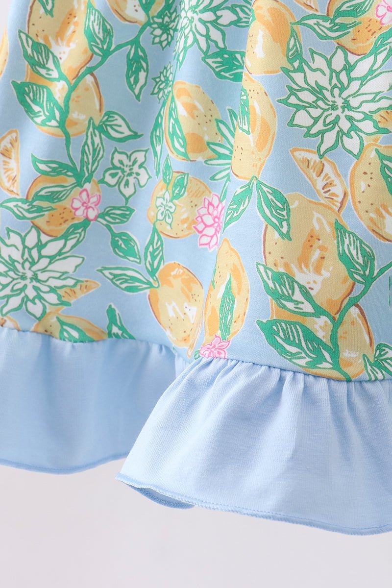 Green lemon smocked ruffle dress - Abbies Place