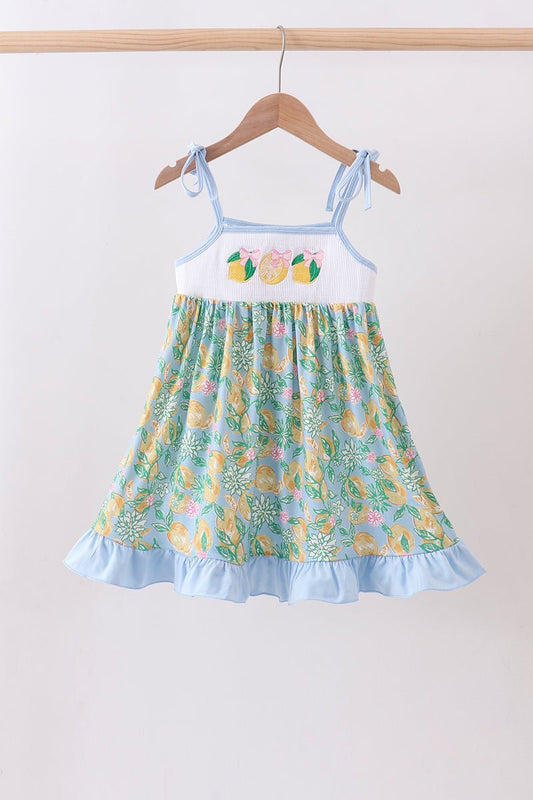 Green lemon smocked ruffle dress - Abbies Place