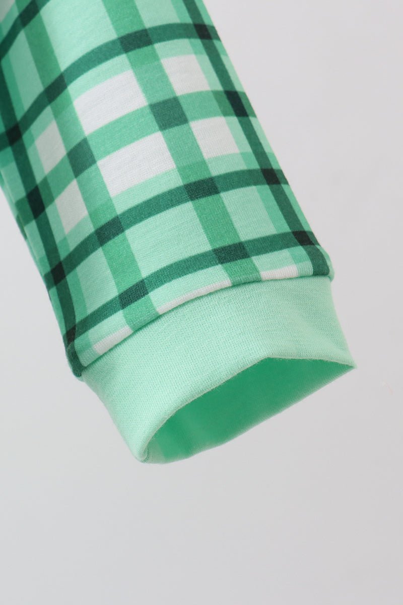 Green parade embroidery gingham romper - Abbies Place