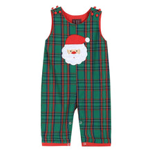 Load image into Gallery viewer, Green &amp; Red Gingham Santa Overalls
