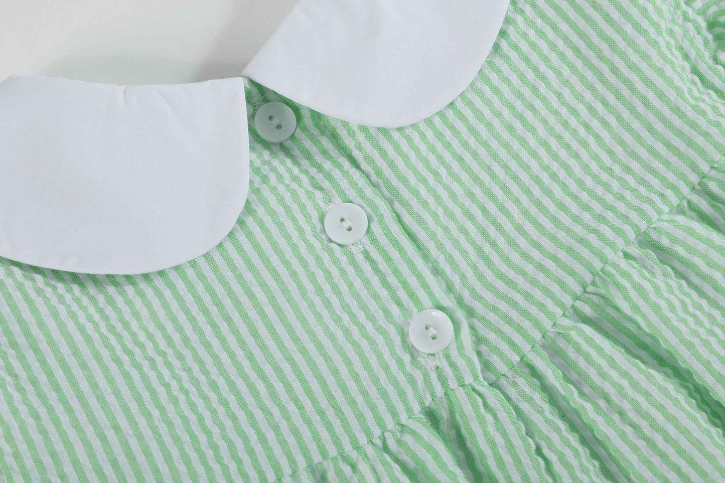 Green Seersucker Easter Bunny Ruffle Dress - Abbies Place