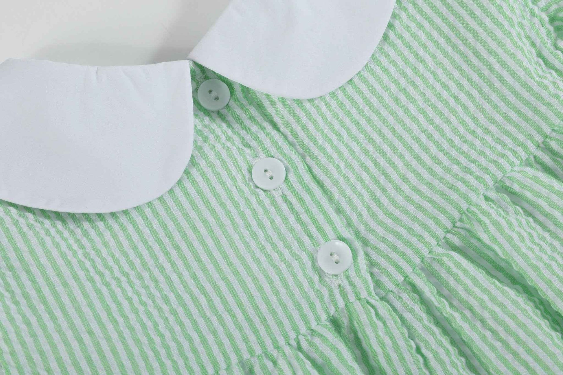 Green Seersucker Easter Bunny Ruffle Dress - Abbies Place