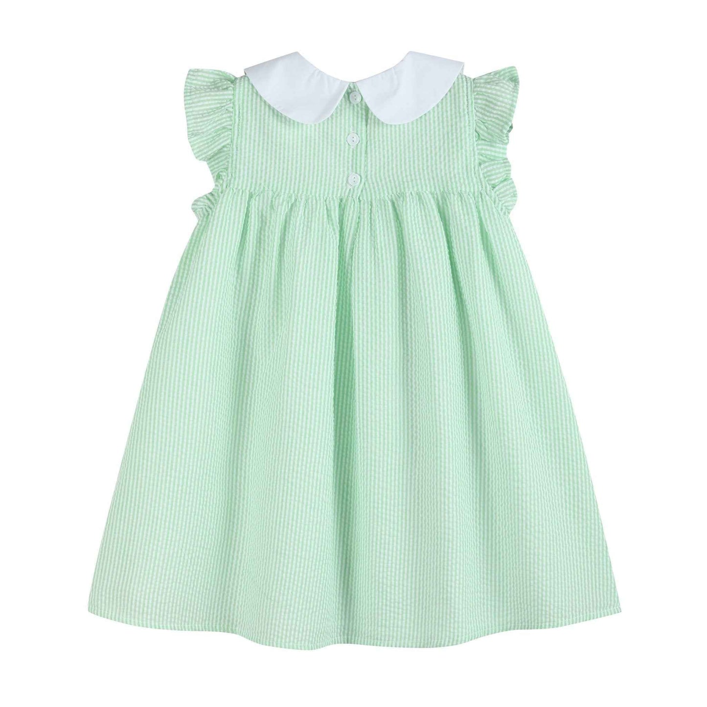 Green Seersucker Easter Bunny Ruffle Dress - Abbies Place