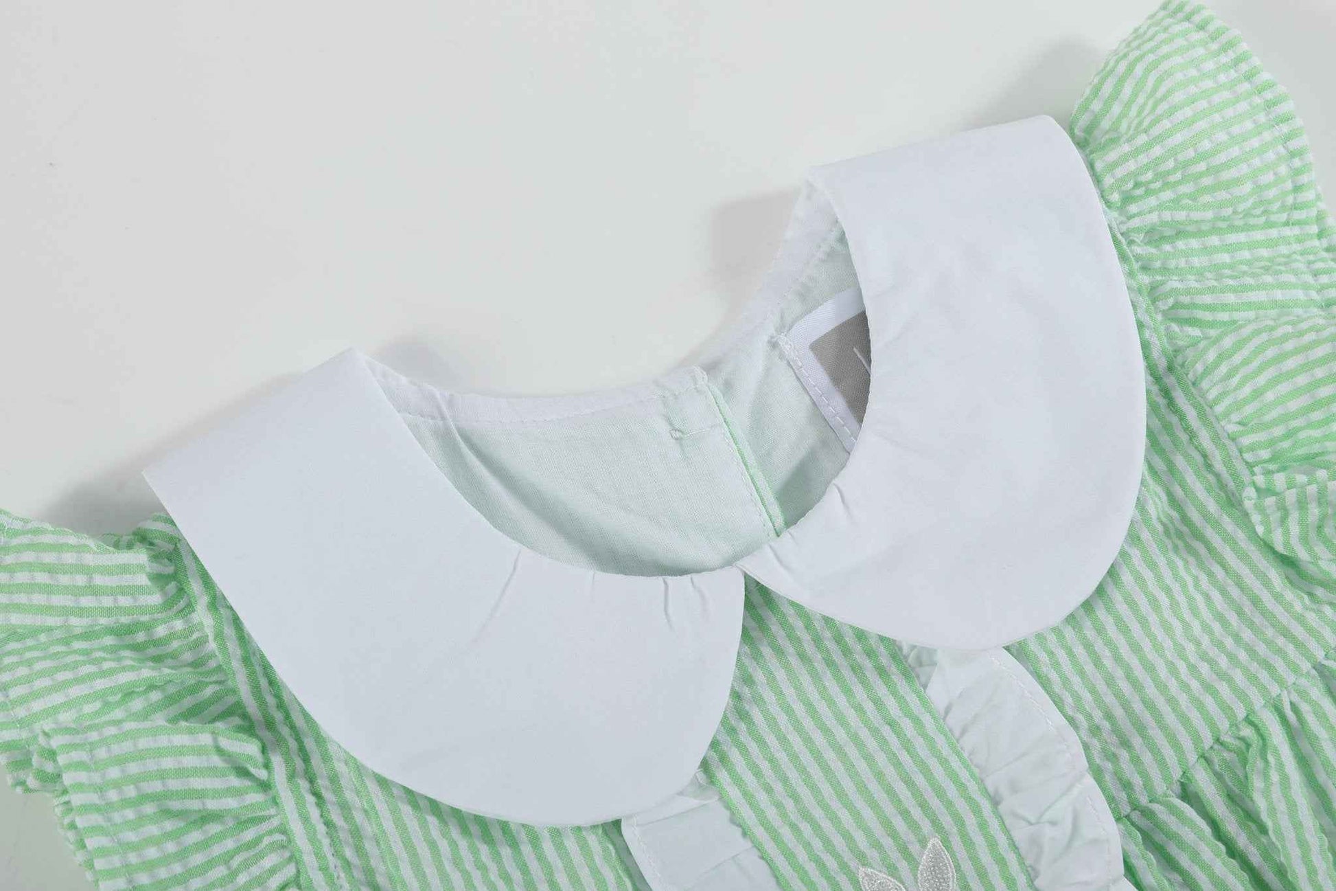 Green Seersucker Easter Bunny Ruffle Dress - Abbies Place