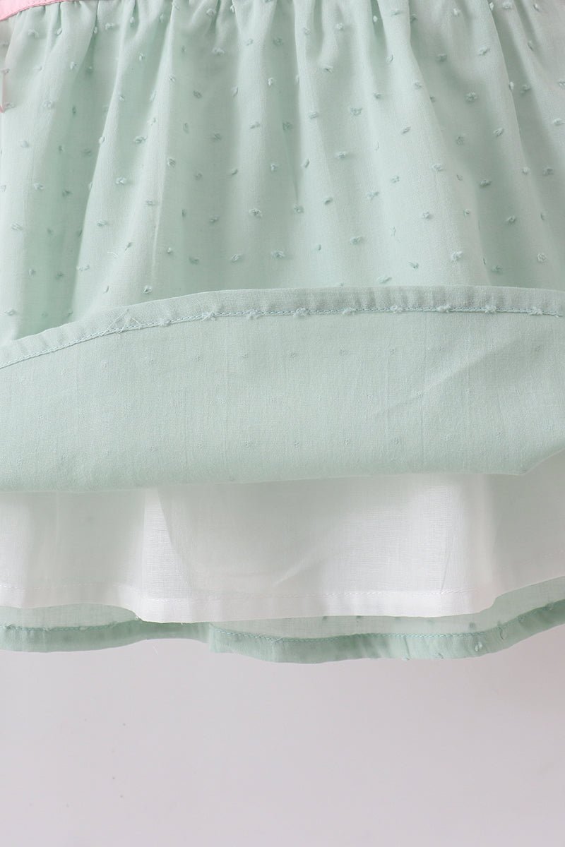 Green swiss dot cross sheep ruffle shorts set - Abbies Place