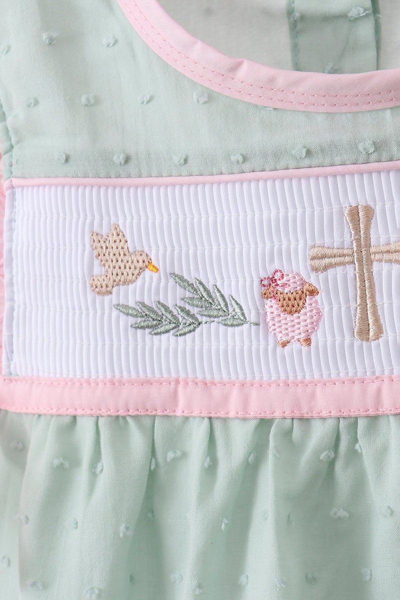 Green swiss dot cross sheep ruffle shorts set - Abbies Place