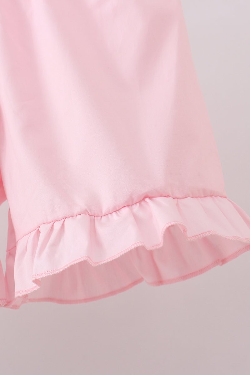 Green swiss dot cross sheep ruffle shorts set - Abbies Place