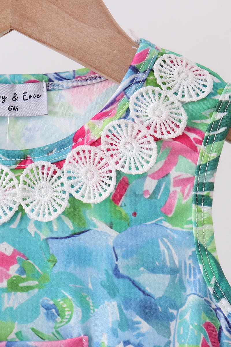 Green tropical garden bow bubble - Abbies Place