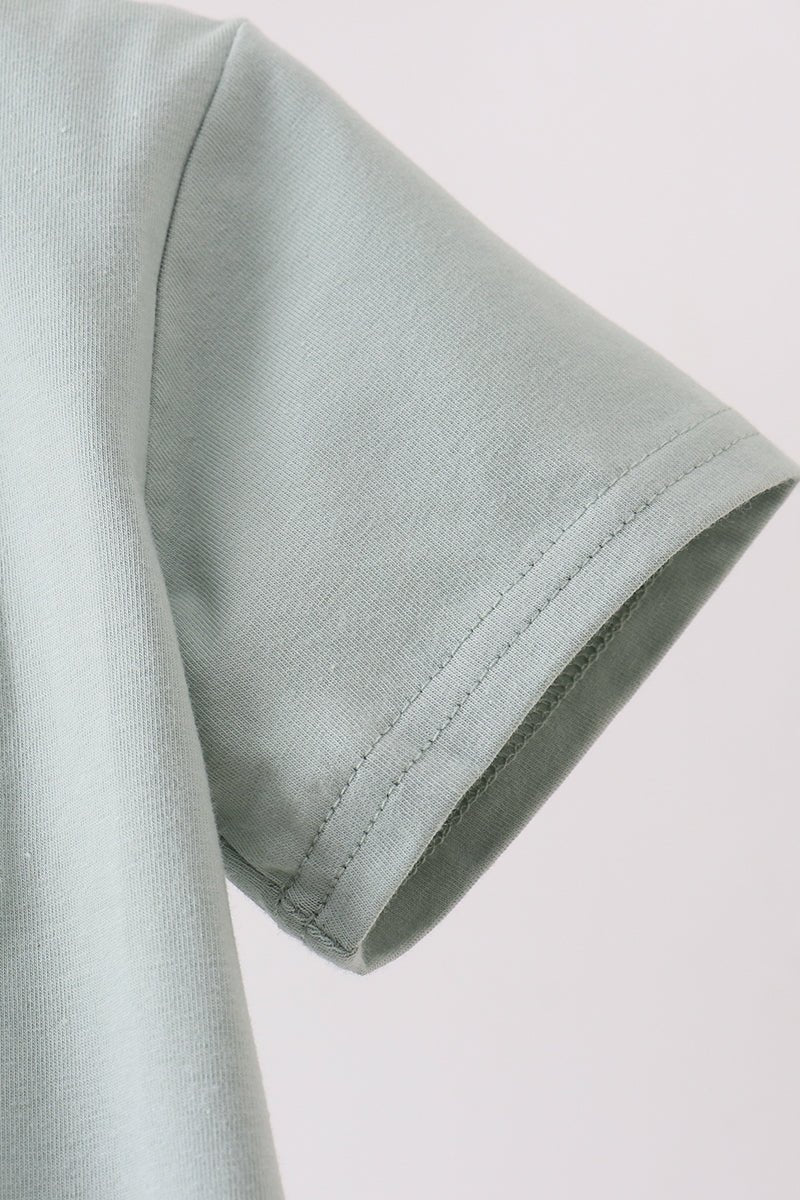Green vehicle embroidery top - Abbies Place
