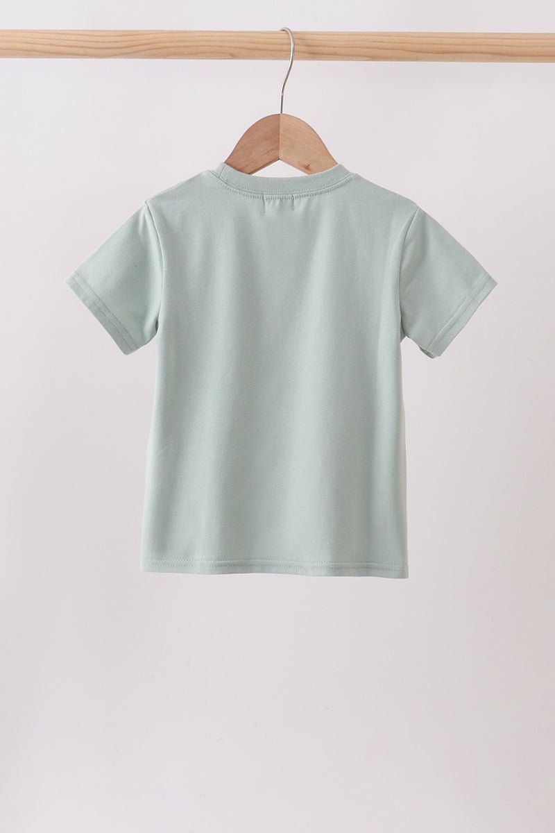 Green vehicle embroidery top - Abbies Place