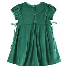 Load image into Gallery viewer, Green Velvet and Satin Bow Christmas Dress
