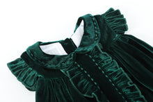 Load image into Gallery viewer, Green Velvet Ruffle Dress
