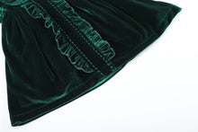 Load image into Gallery viewer, Green Velvet Ruffle Dress
