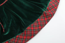 Load image into Gallery viewer, Green Velvet Tartan Bows Dress

