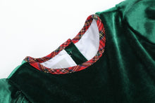 Load image into Gallery viewer, Green Velvet Tartan Bows Dress
