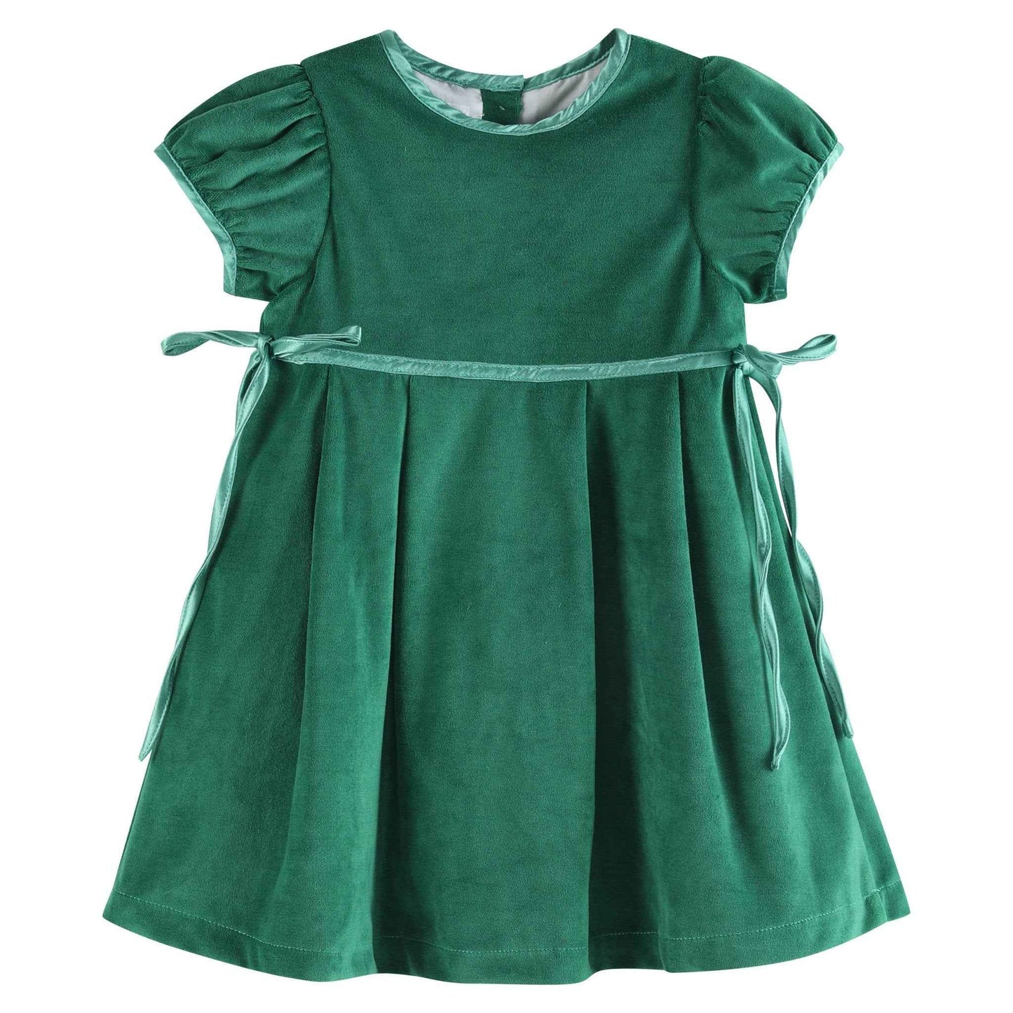 Green Velvet and Satin Bow Christmas Dress - Abbies Place