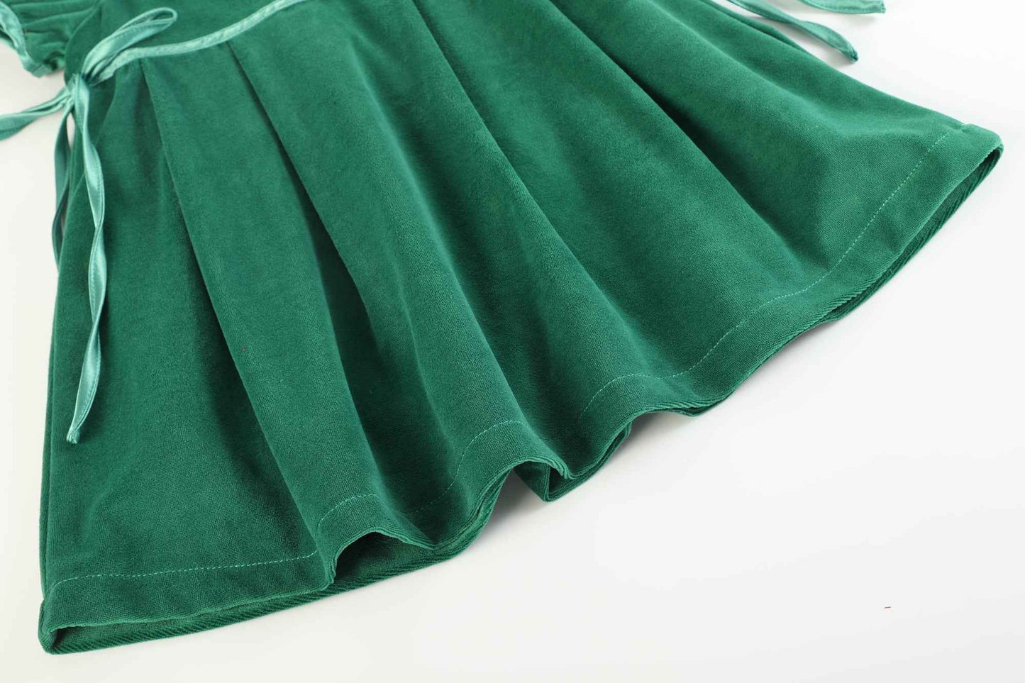 Green Velvet and Satin Bow Christmas Dress - Abbies Place