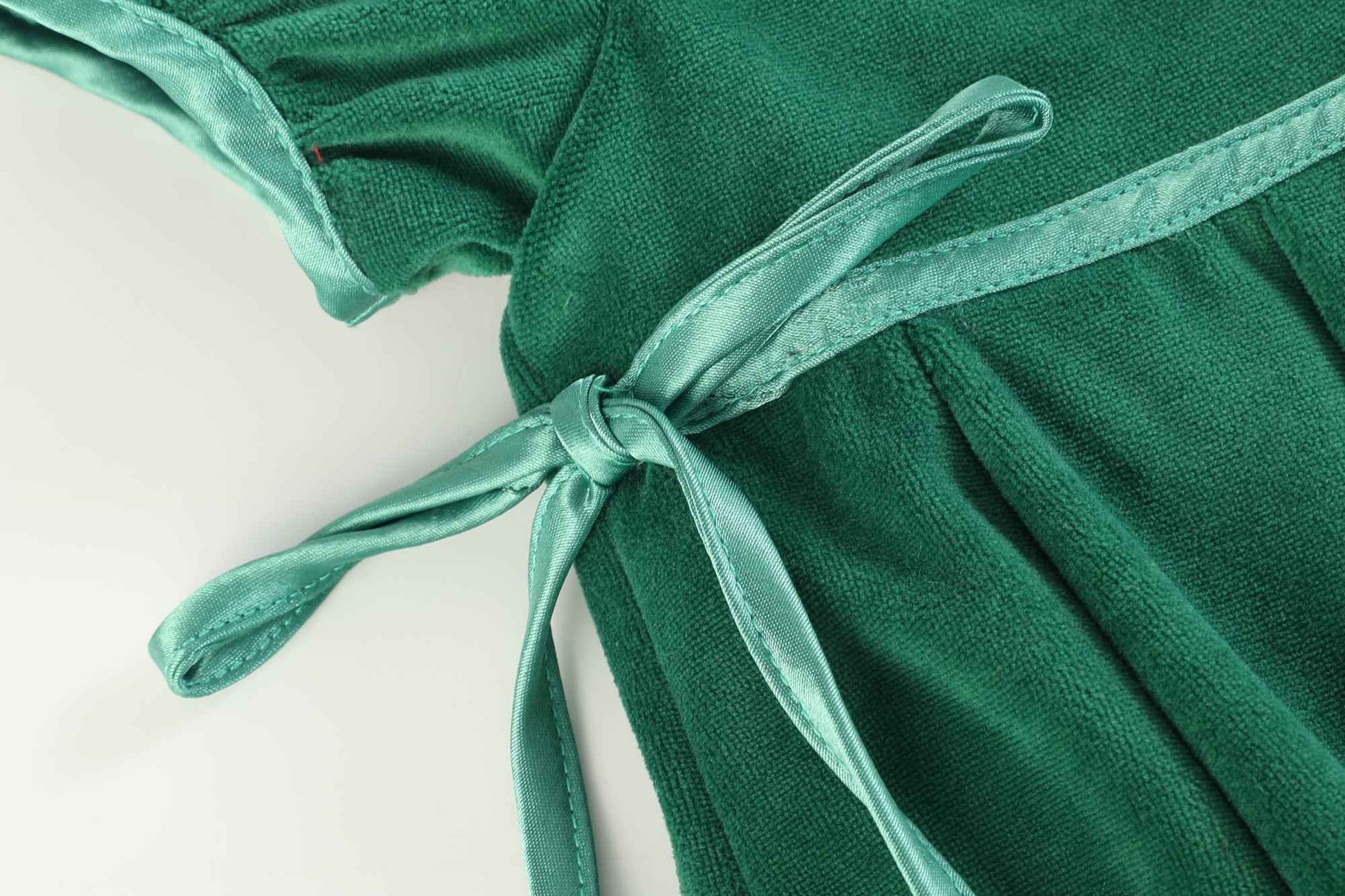 Green Velvet and Satin Bow Christmas Dress - Abbies Place