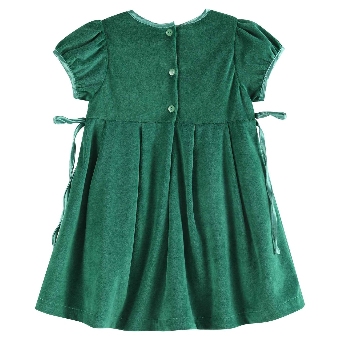 Green Velvet and Satin Bow Christmas Dress - Abbies Place